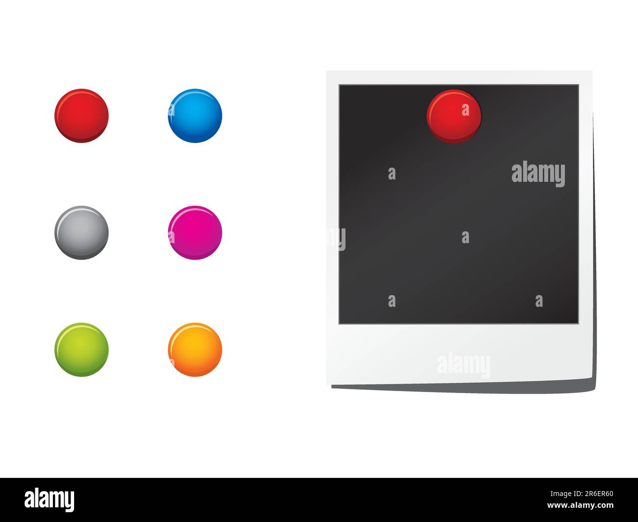 Photographie et épingles vierges. Veuillez consulter mon portefeuille pour plus d'informations sur les articles de papeterie. Illustration de Vecteur