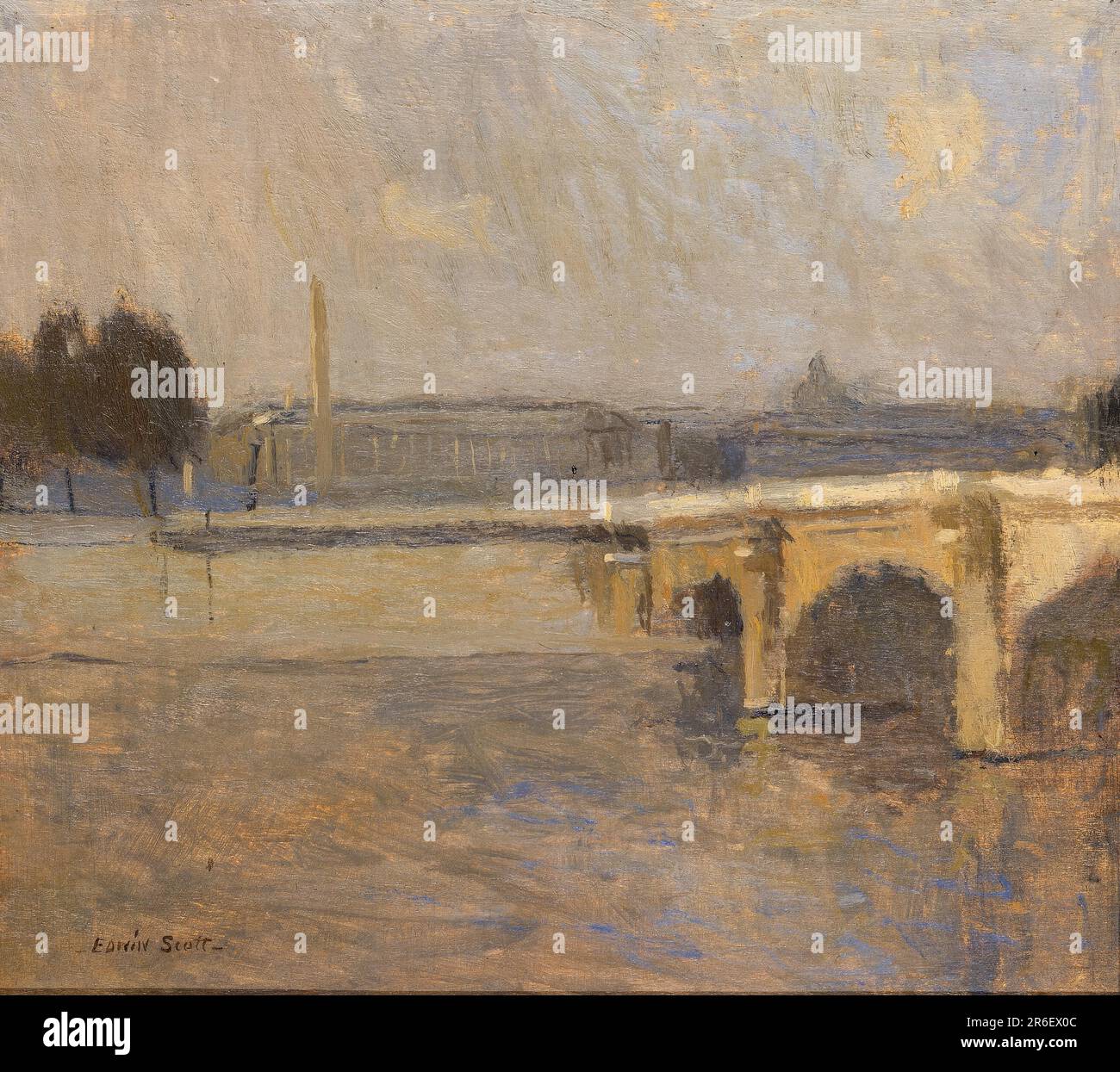 Seine à Paris, Pont de la Concorde. Date: N.d. huile sur bois. Musée: Smithsonian American Art Museum. Banque D'Images