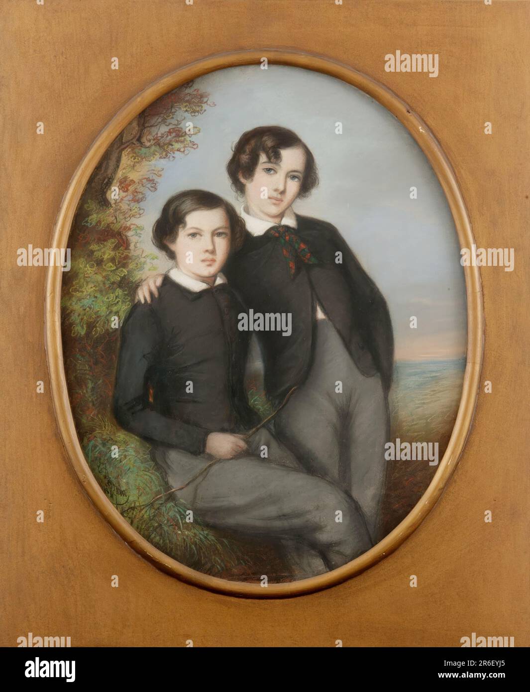 Portrait de J. McNeill Whistler et de son frère William (Dr William Whistler). pastel sur papier. Date: 1847. Origine: France. Musée: Freer Gallery of Art et Arthur M. Sackler Gallery. Banque D'Images