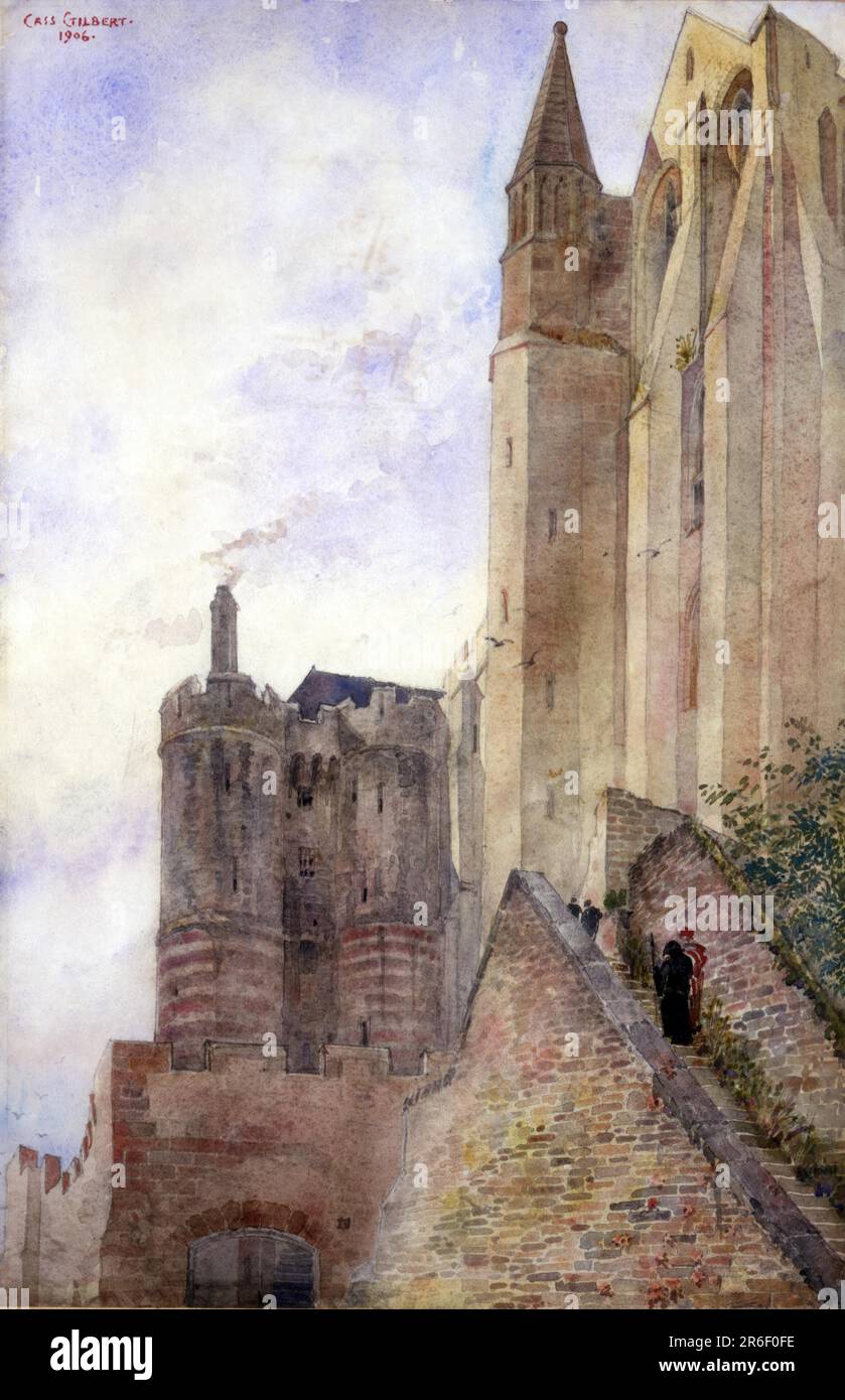 Mont Saint Michel, France. Date: 1906. aquarelle et crayon sur papier. Musée: Smithsonian American Art Museum. Banque D'Images