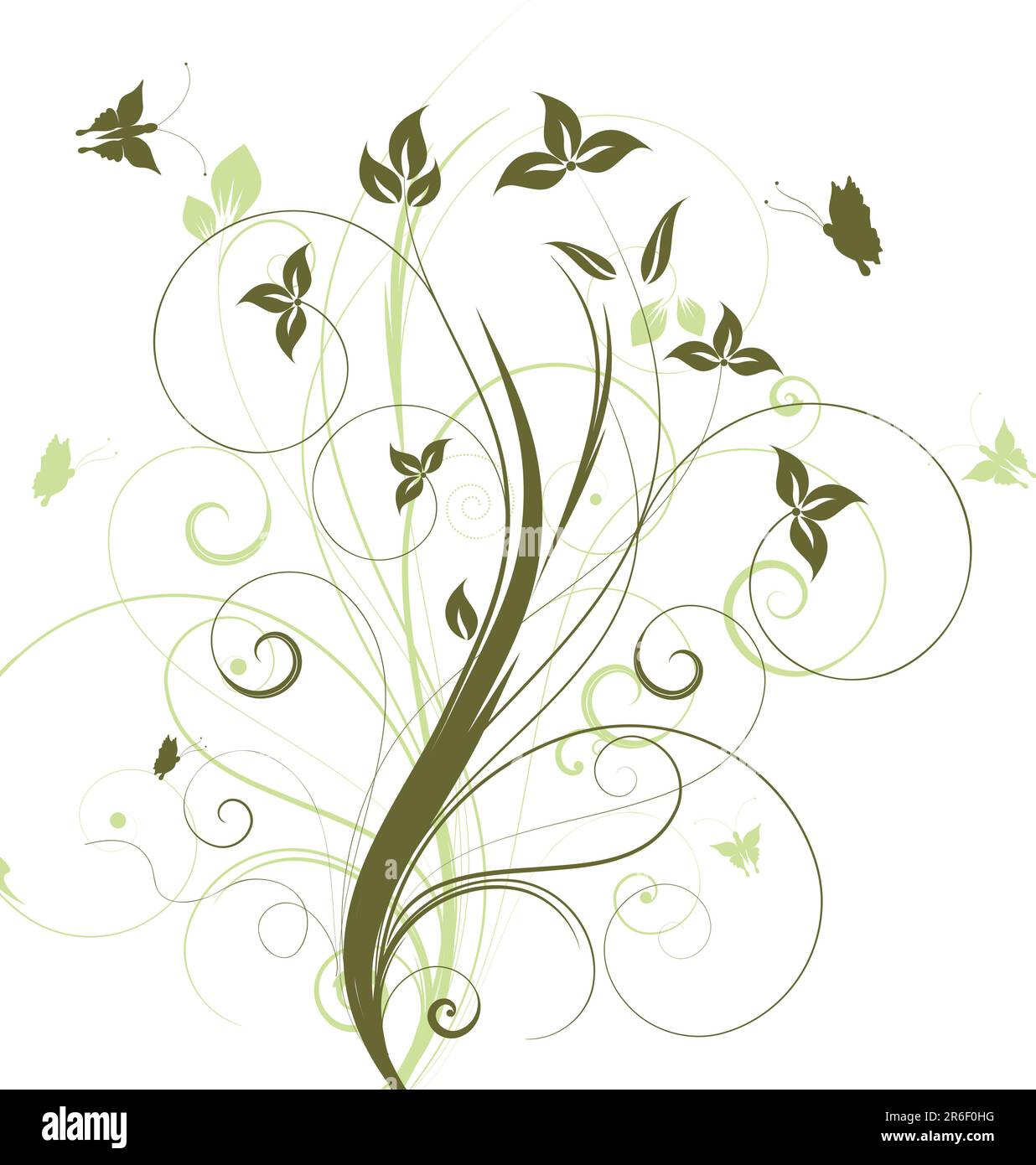 Design floral décoratif avec papillons Illustration de Vecteur