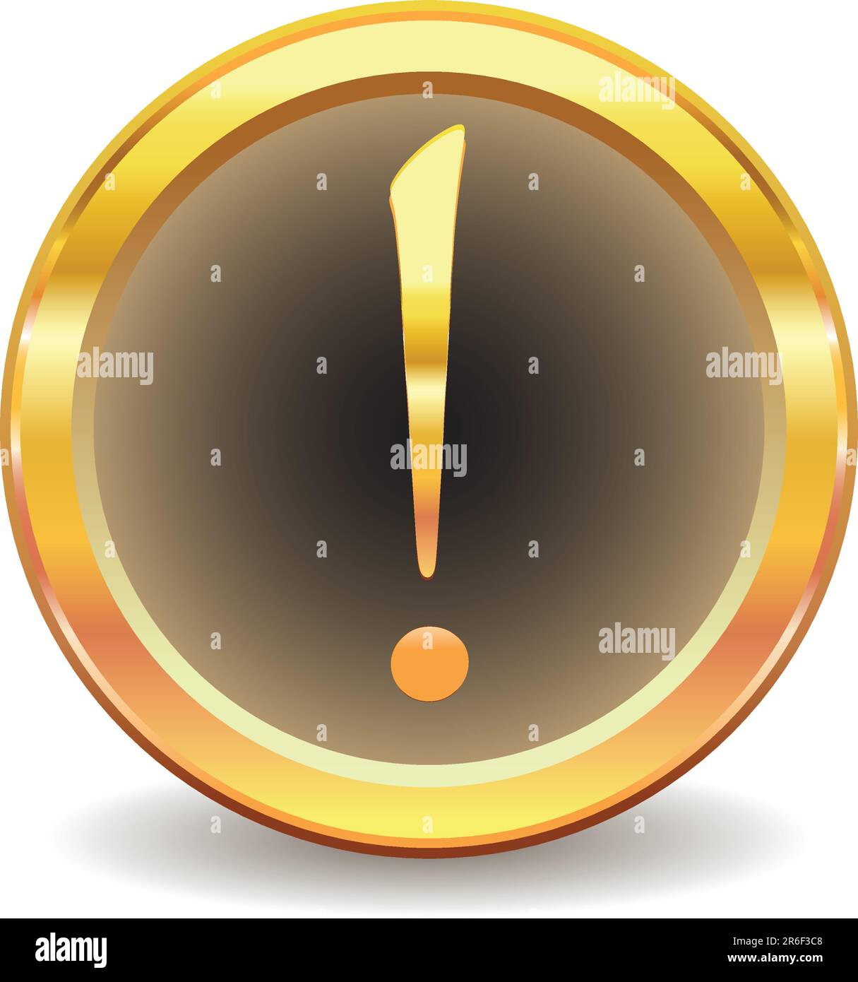 bouton doré avec point d'exclamation Illustration de Vecteur
