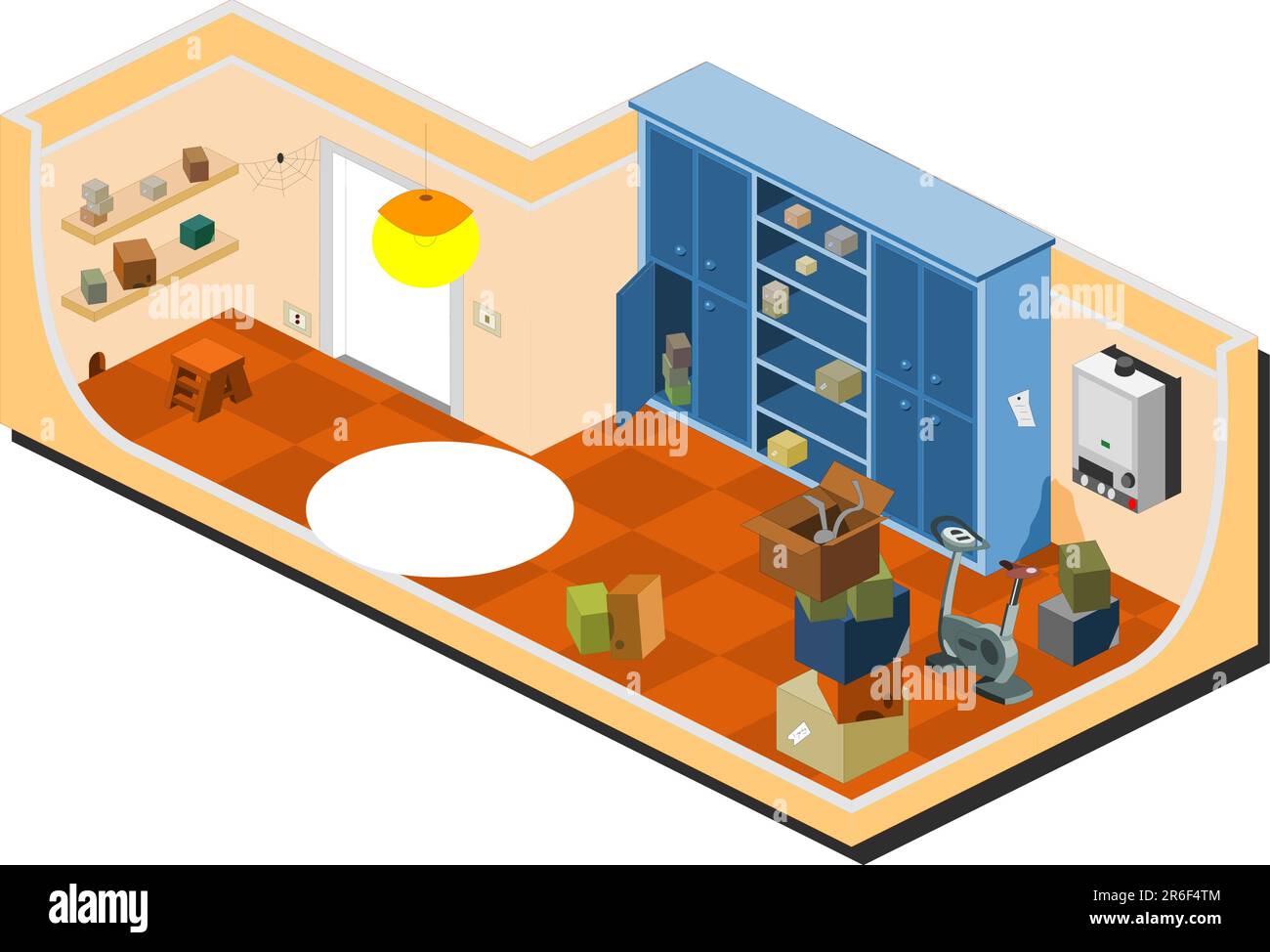 Mobilier et objets généralement utilisés dans une cave Illustration de Vecteur