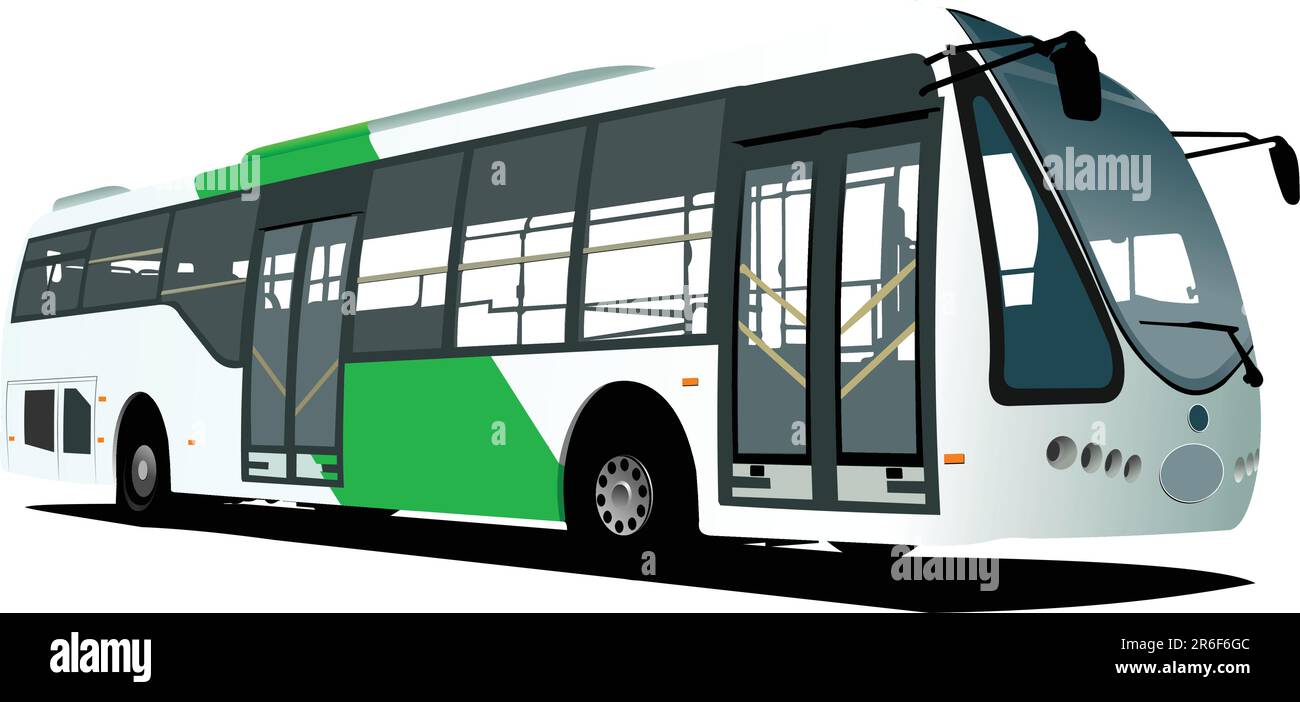 Bus bleu ville. Autocar touristique. Illustration vectorielle Illustration de Vecteur