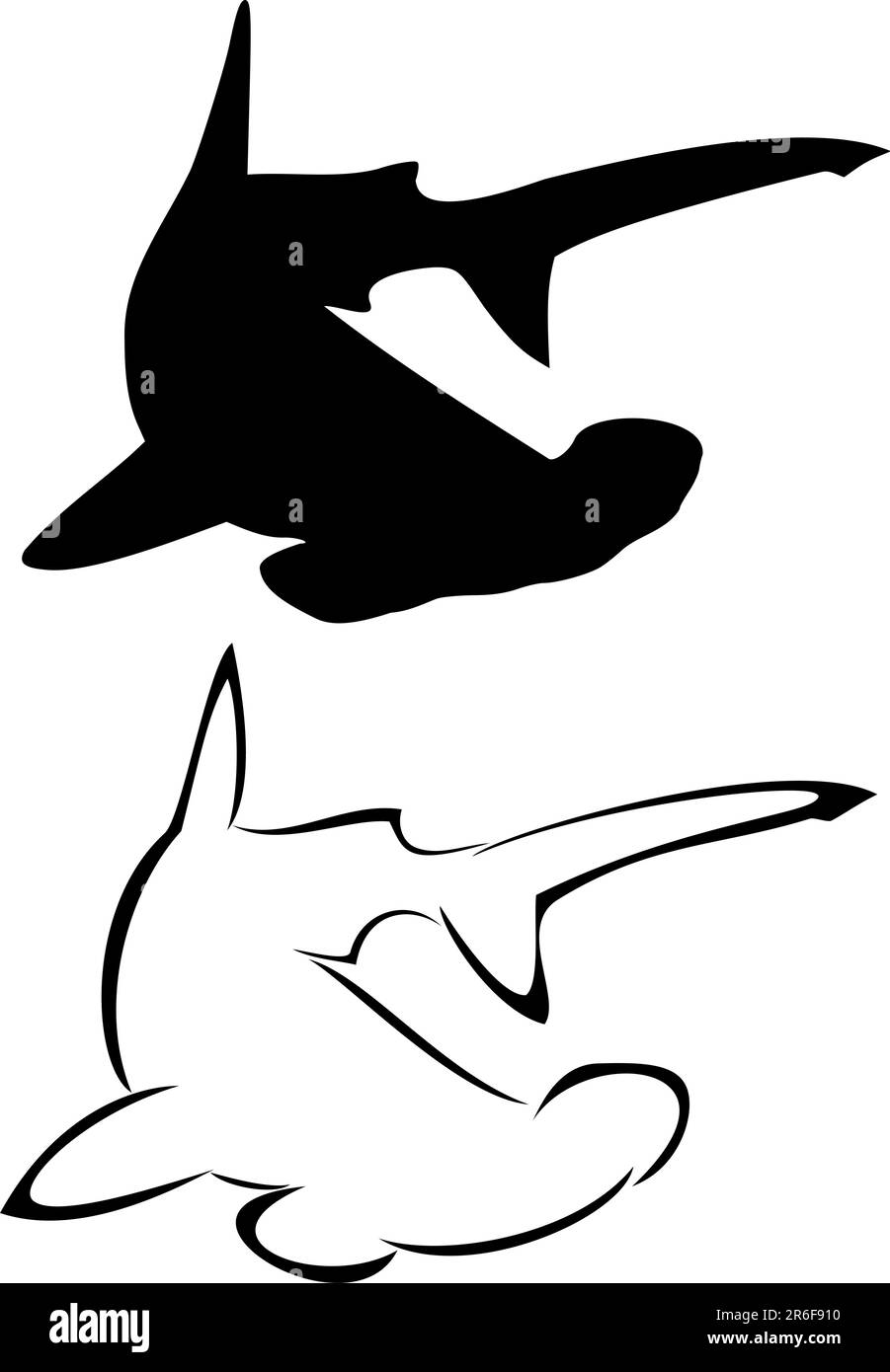 Un set de tatouage tribal requin marteau Illustration de Vecteur