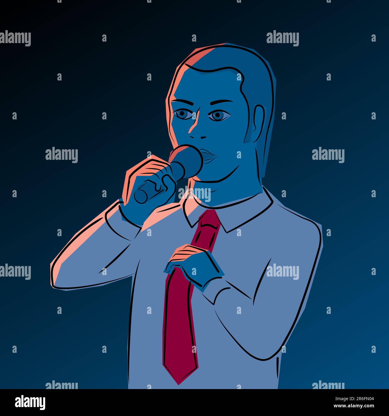 Illustration d'un homme avec un microphone sur une scène Illustration de Vecteur