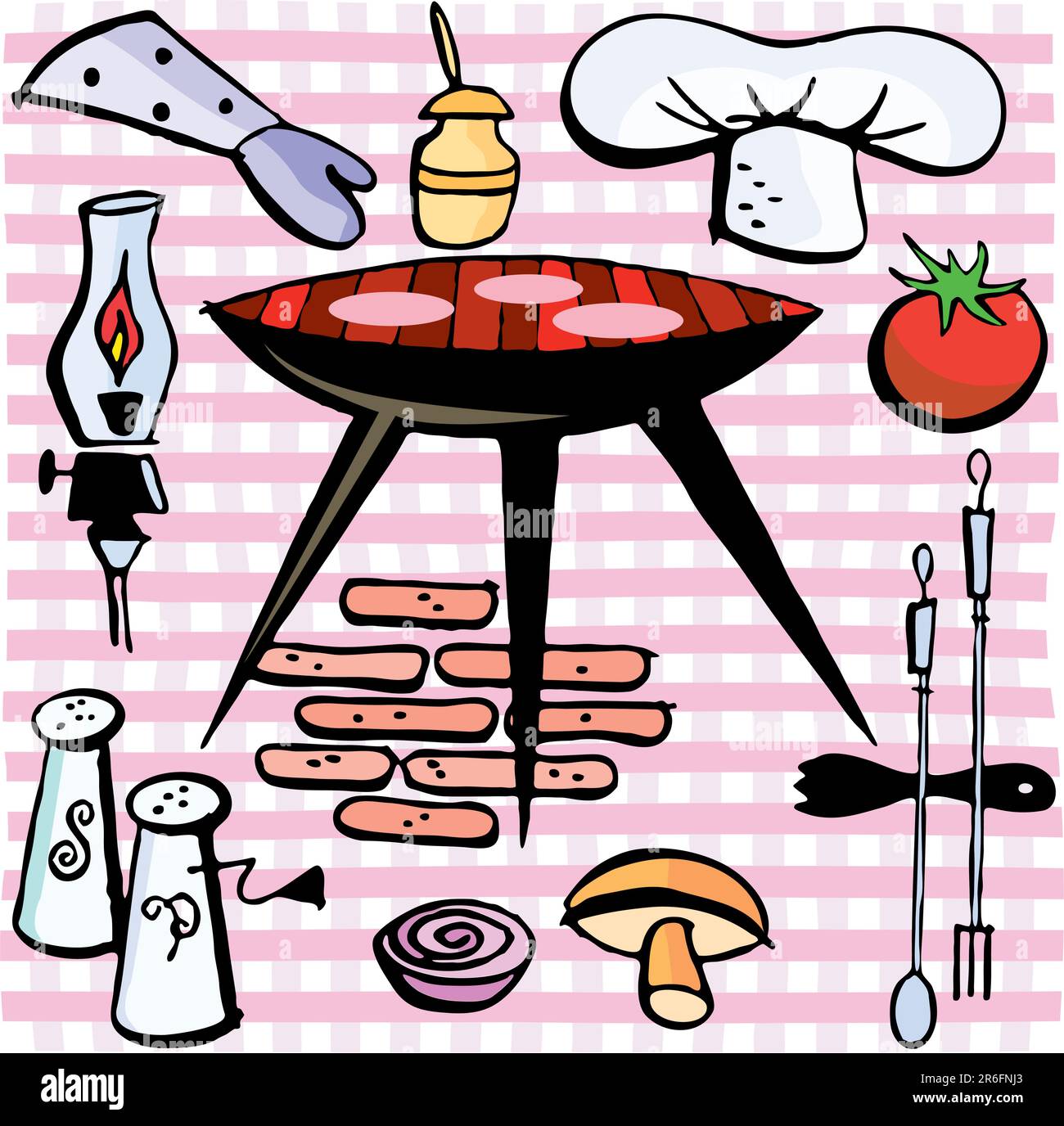 dessin animé d'illustration vectorielle pour barbecue en extérieur de famille Illustration de Vecteur