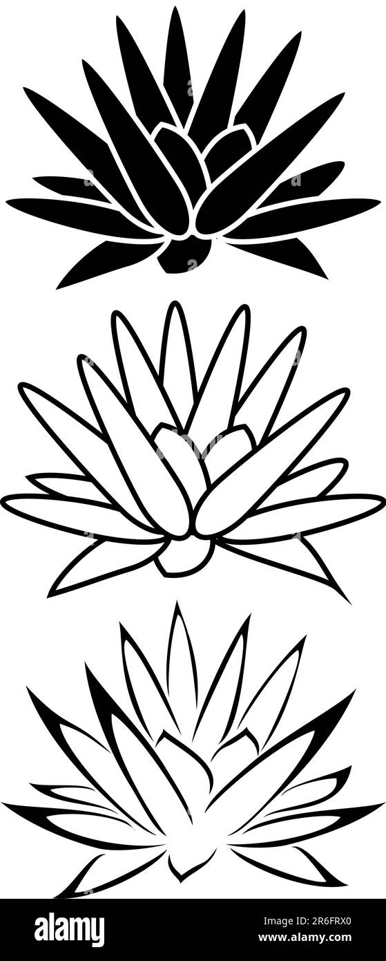 Une fleur de lotus set tatouage tribal Illustration de Vecteur