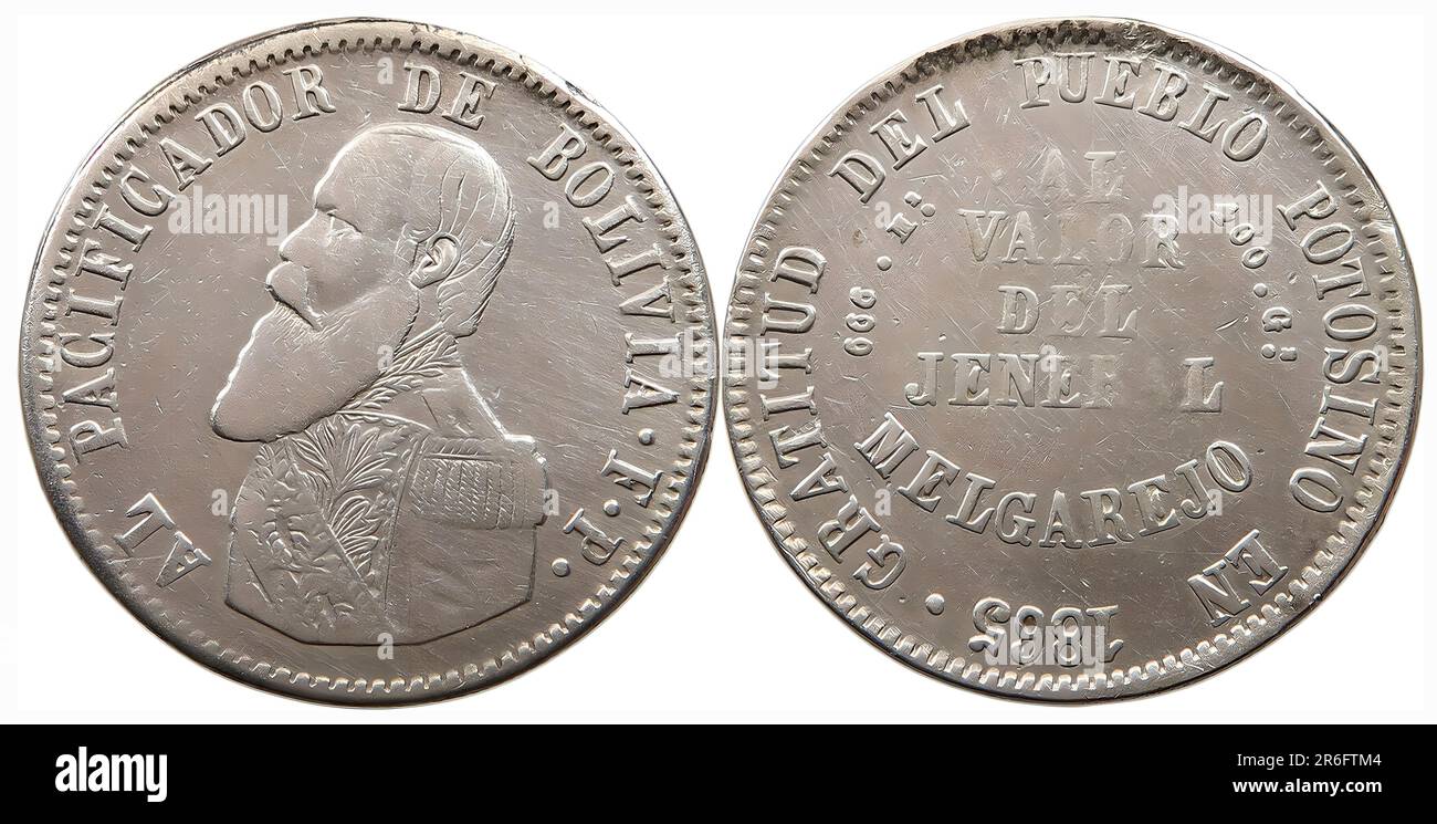 Pièces de photo Bolivie, 1885, médaille Banque D'Images