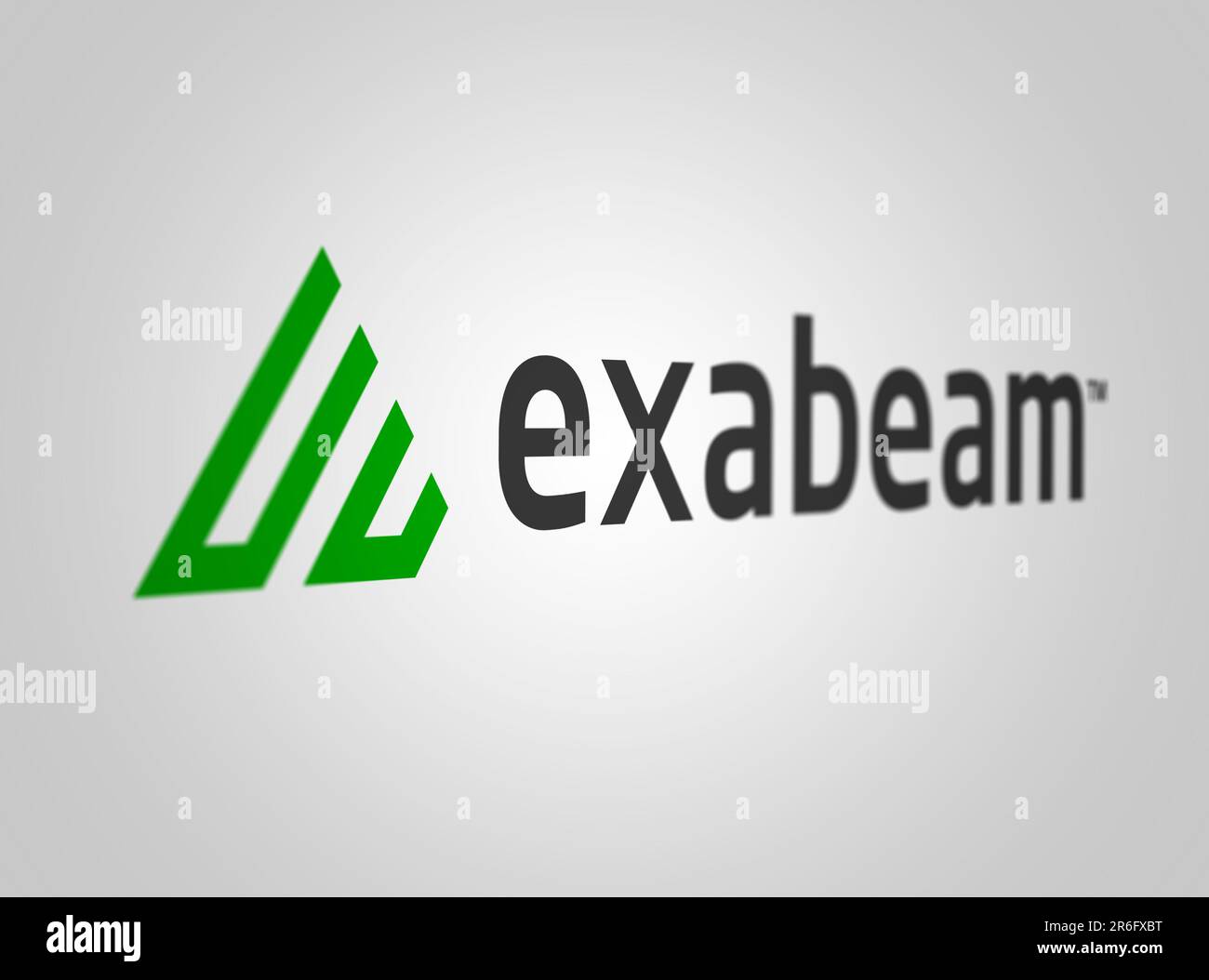 Foster City, États-Unis, mai 2023 : logo Exabeam sur fond blanc. Exabeam est une société de cybersécurité. Solutions d'analyse et de veille stratégique. Illustration Banque D'Images