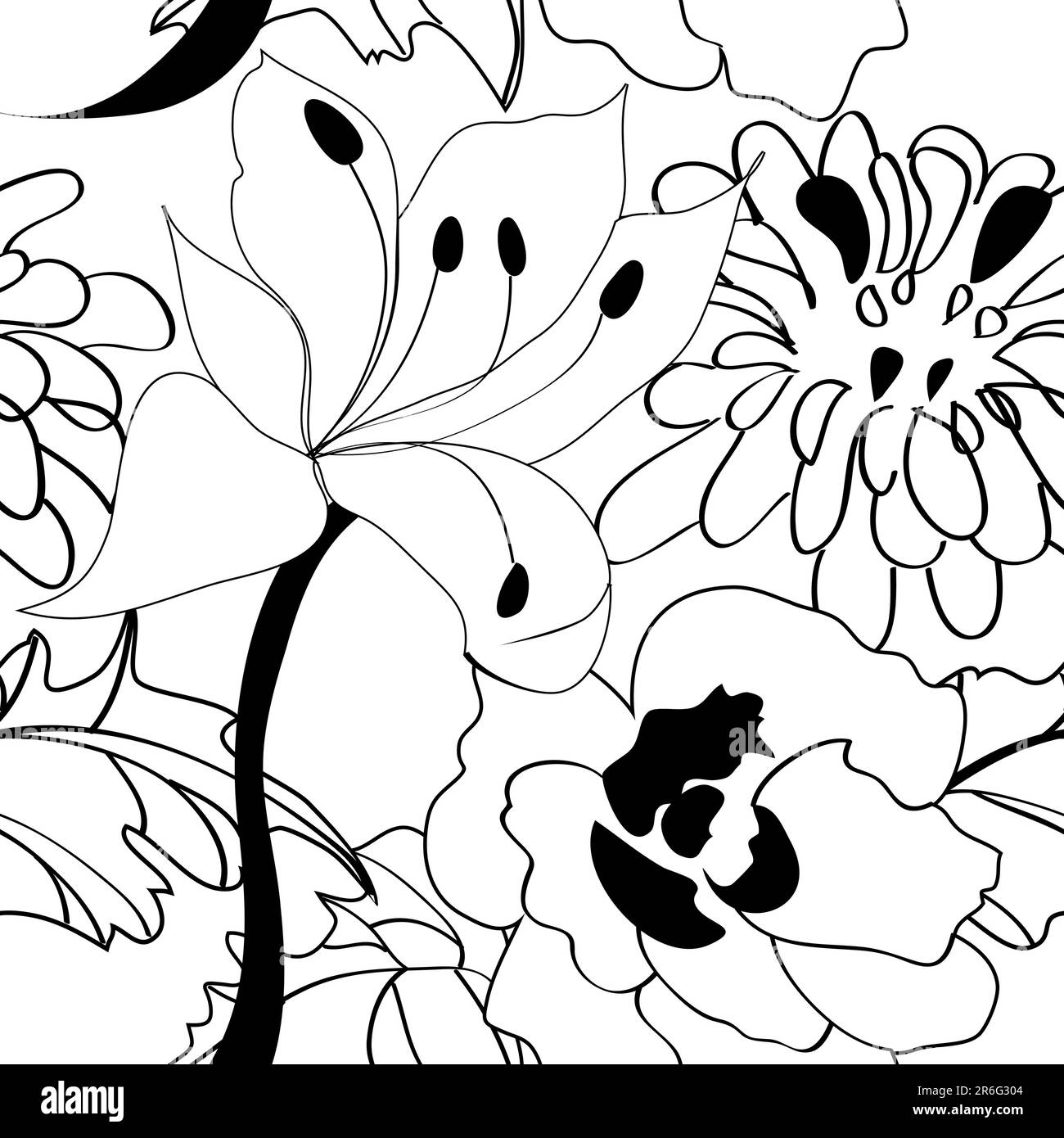 Motif transparent noir et blanc avec des fleurs Illustration de Vecteur Motif transparent noir et blanc avec des fleurs Illustration de Vecteur