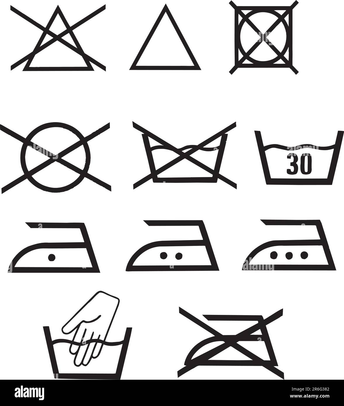 Jeu de pictogrammes de lavage illustrés par vecteur Illustration de Vecteur