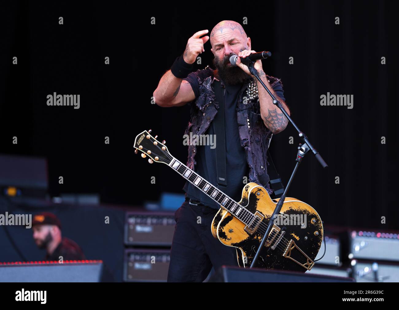 Solvesborg, Suède, 9 juin, 2023 jour 3 Rancid (États-Unis) se produit au Festival du Rocher de Suède. Tim Armstrong crédit: PEO Mšller/Alamy Live News Banque D'Images