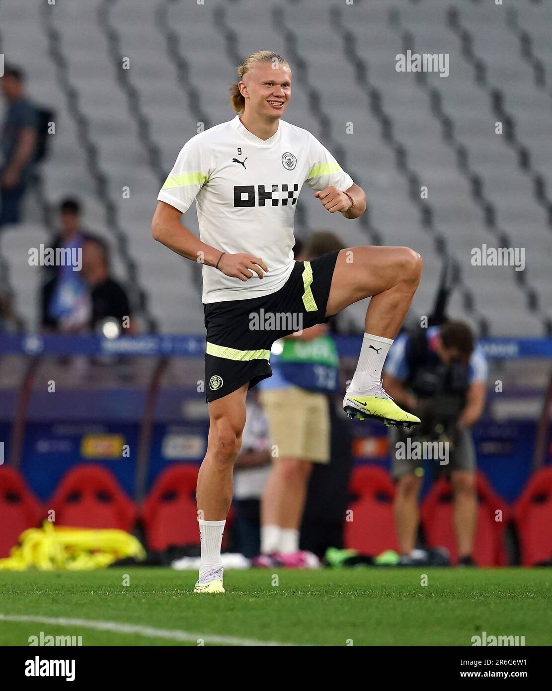 Erling Haaland de Manchester City lors d'une session d'entraînement au stade olympique Ataturk à Istanbul, en prévision de la finale de la Ligue des champions de l'UEFA demain soir. Date de la photo: Vendredi 9 juin 2023. Banque D'Images