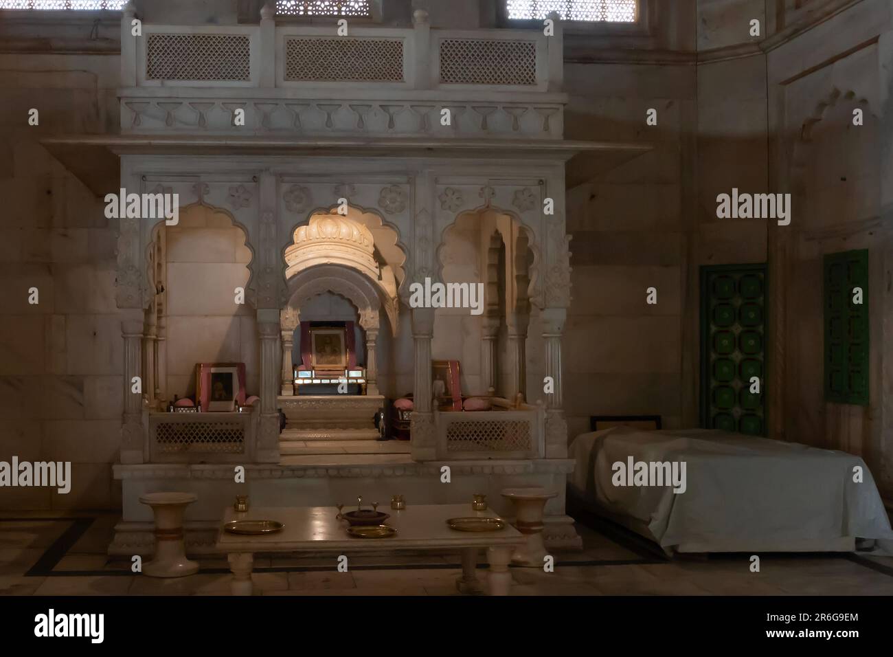 Jodhpur, Rajasthan, Inde - 20th octobre 2019 : belle architecture intérieure de Jaswant Thada cenotaph en mémoire de Maharaja Jaswant Singh II buil Banque D'Images