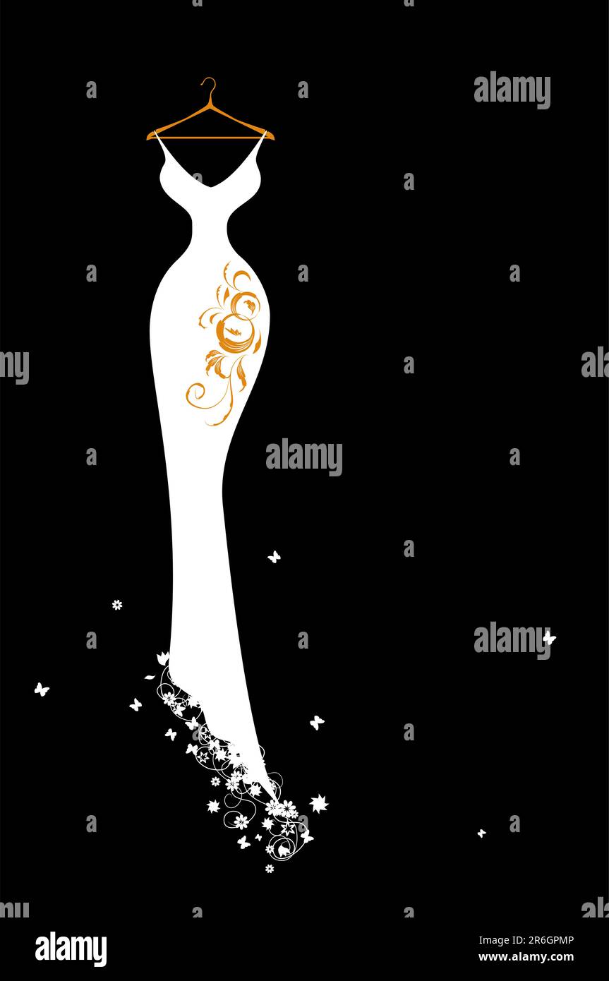 Robe de mariage blanc sur des cintres Illustration de Vecteur