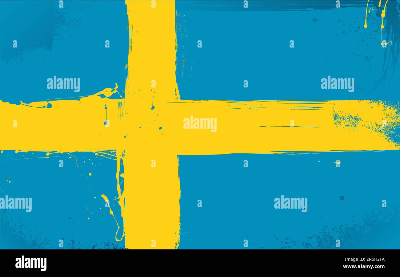 Le drapeau suédois est décoré de peinture dans le style du grunge Illustration de Vecteur