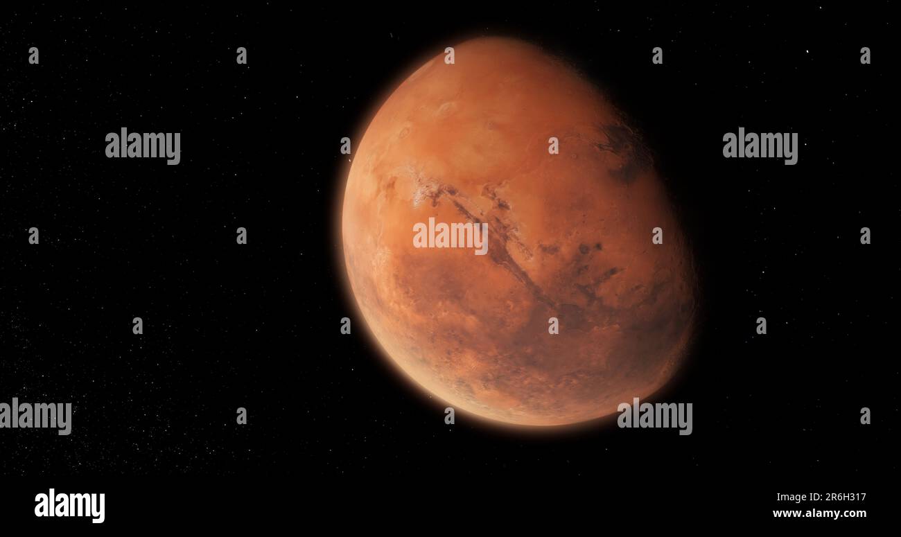 Planète rouge Mars dans l'espace. Exploration spatiale. Banque D'Images