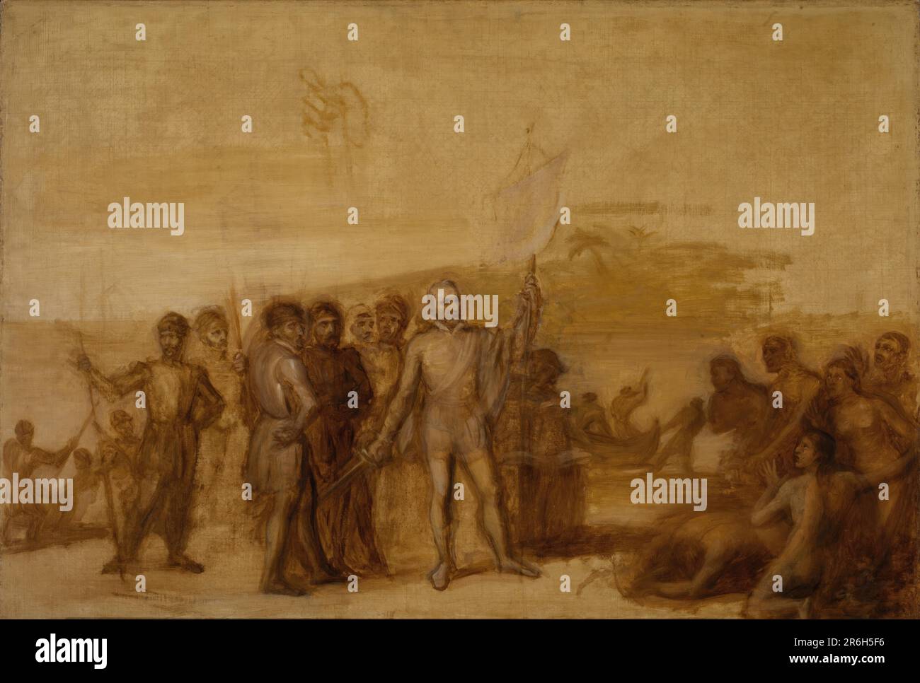 Le débarquement de Columbus. Date : env. 1840. huile sur toile. Musée: Smithsonian American Art Museum. Christophe Colomb. Banque D'Images