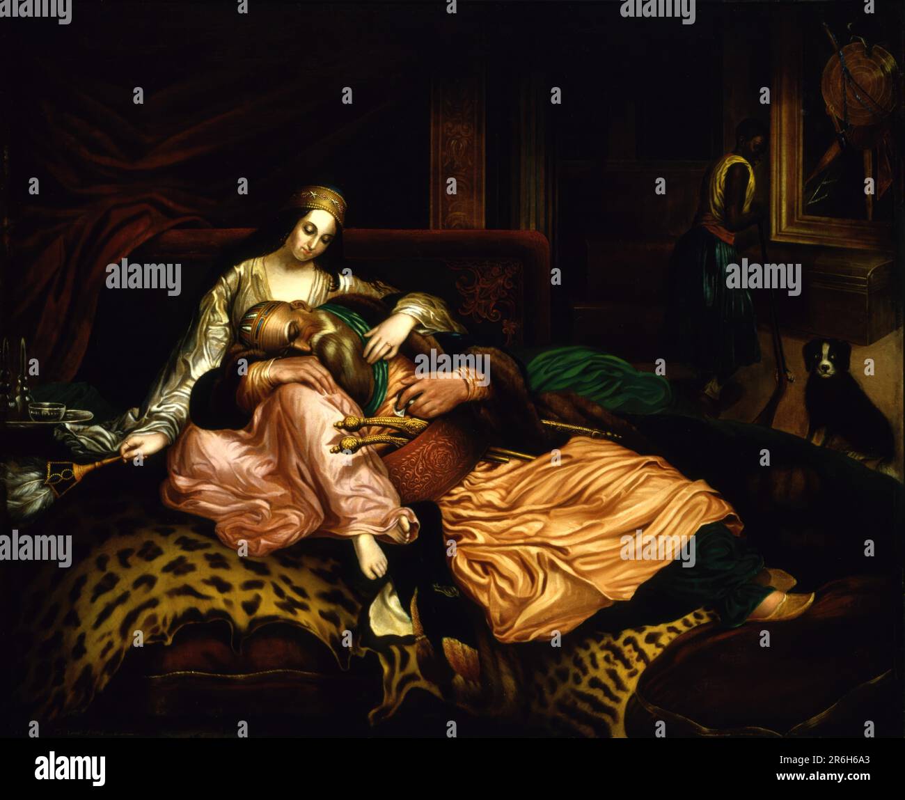 (Scène intérieure avec Sultan et Concubine). Date : n.d. huile sur toile. Musée: Smithsonian American Art Museum. Banque D'Images