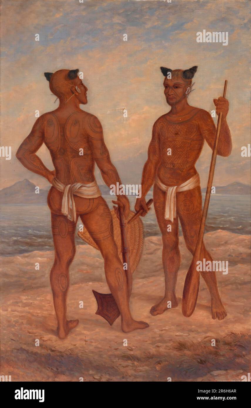 Marquesan hommes. huile sur toile. Date : env. 1893. Musée: Smithsonian American Art Museum. Banque D'Images