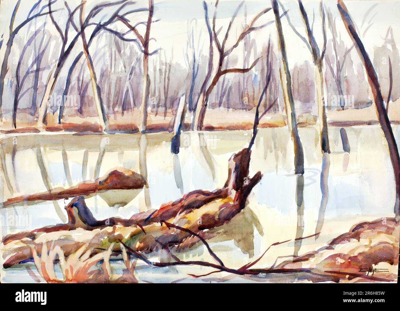 Rock Creek, hiver. Aquarelle sur papier. Date : env. 1920-1929. Musée: Smithsonian American Art Museum. Banque D'Images