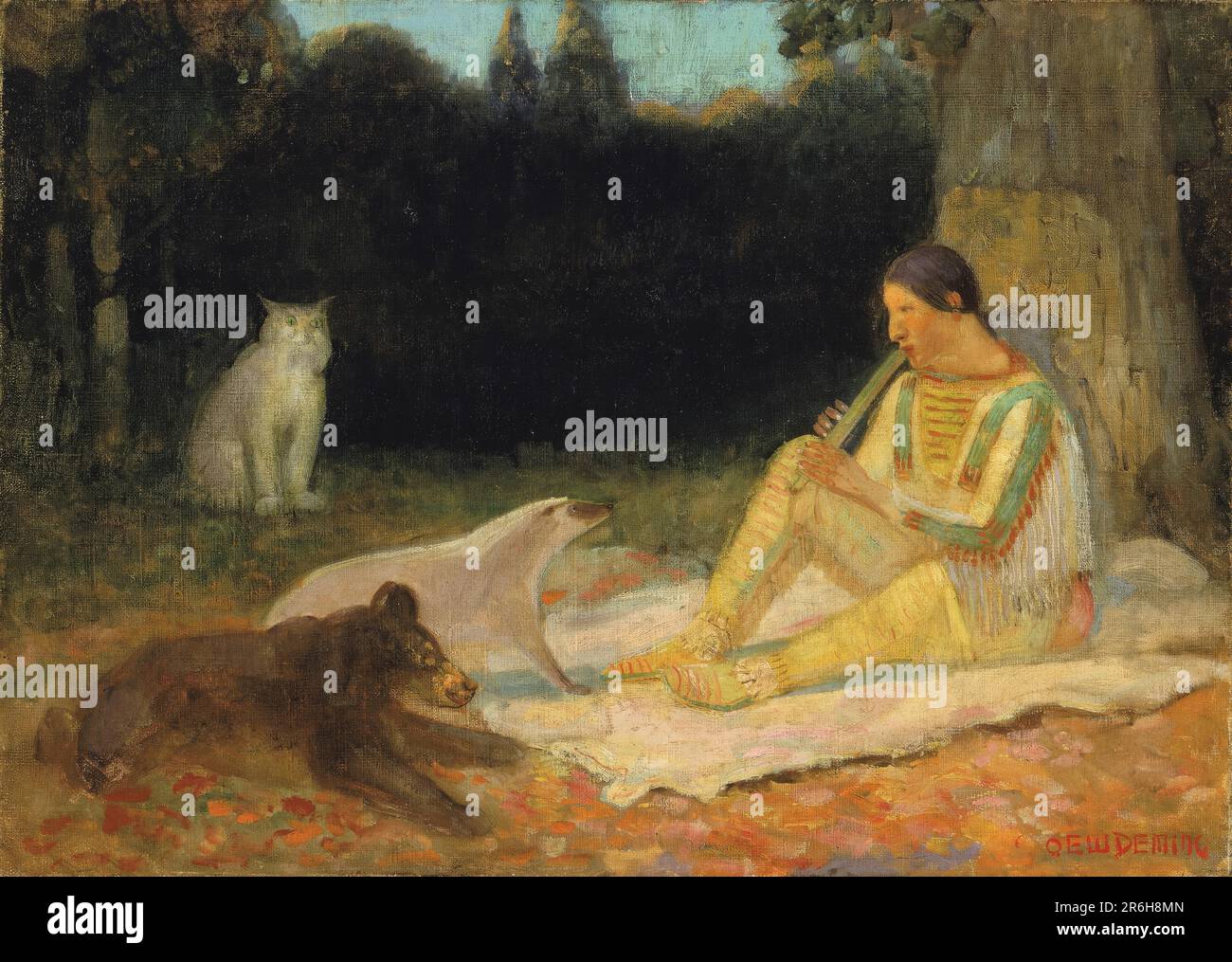 Le lecteur de flûte. Date : n.d. huile sur toile. Musée: Smithsonian American Art Museum. Banque D'Images