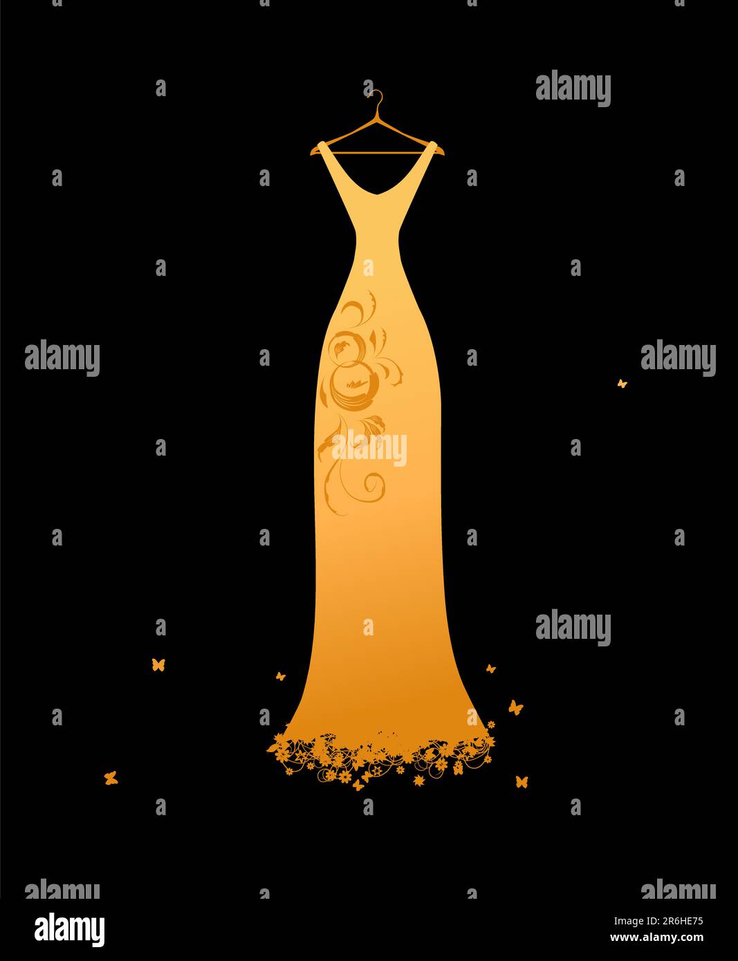 Robe de soirée sur des cintres d'or Illustration de Vecteur