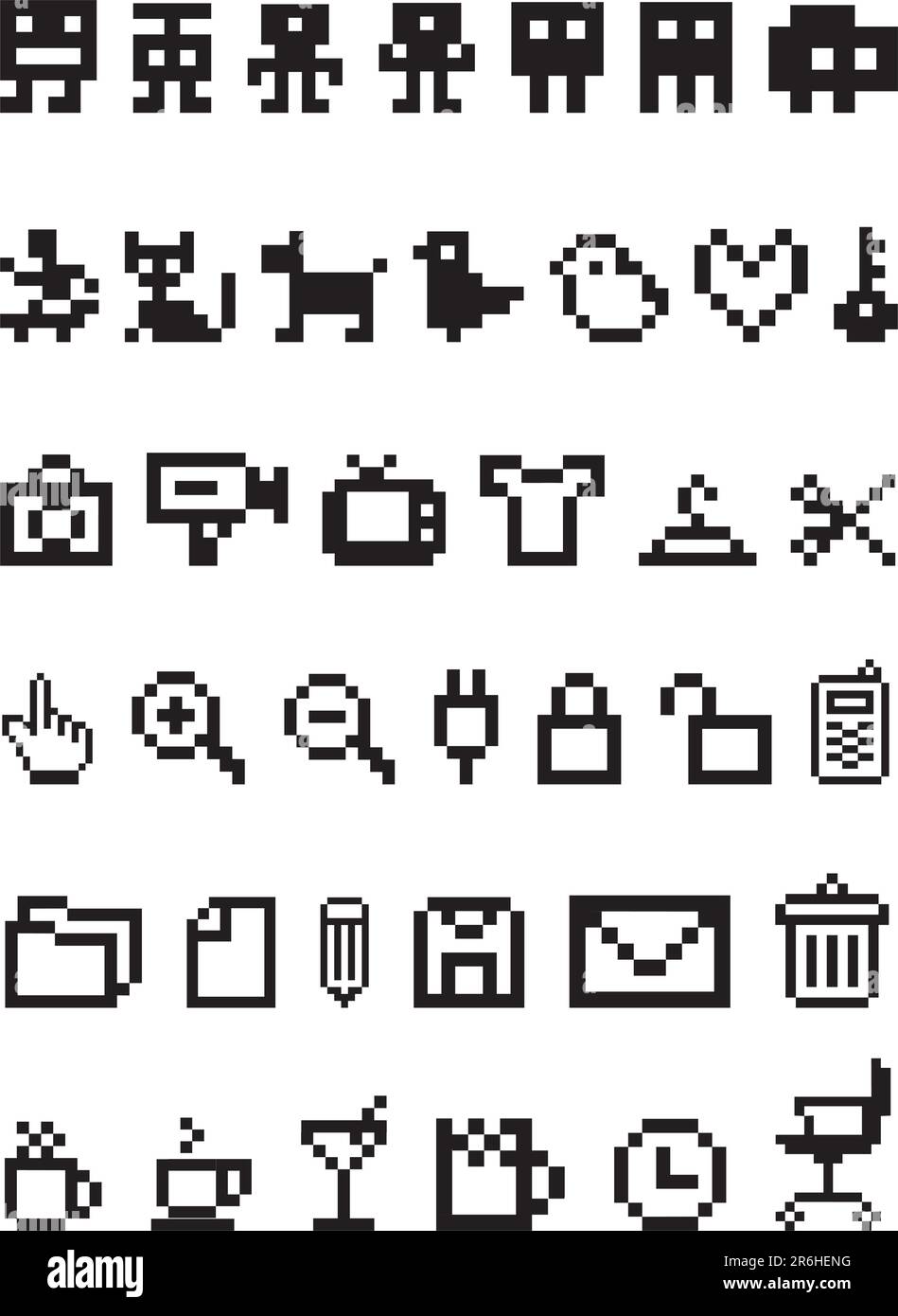 ensemble d'icônes de pixels, vecteur Illustration de Vecteur