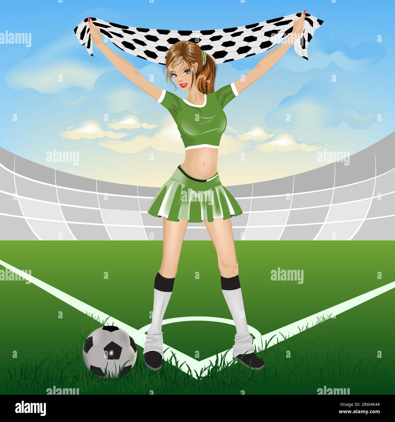 Fille fan de football. Illustration au format vectoriel Illustration de Vecteur