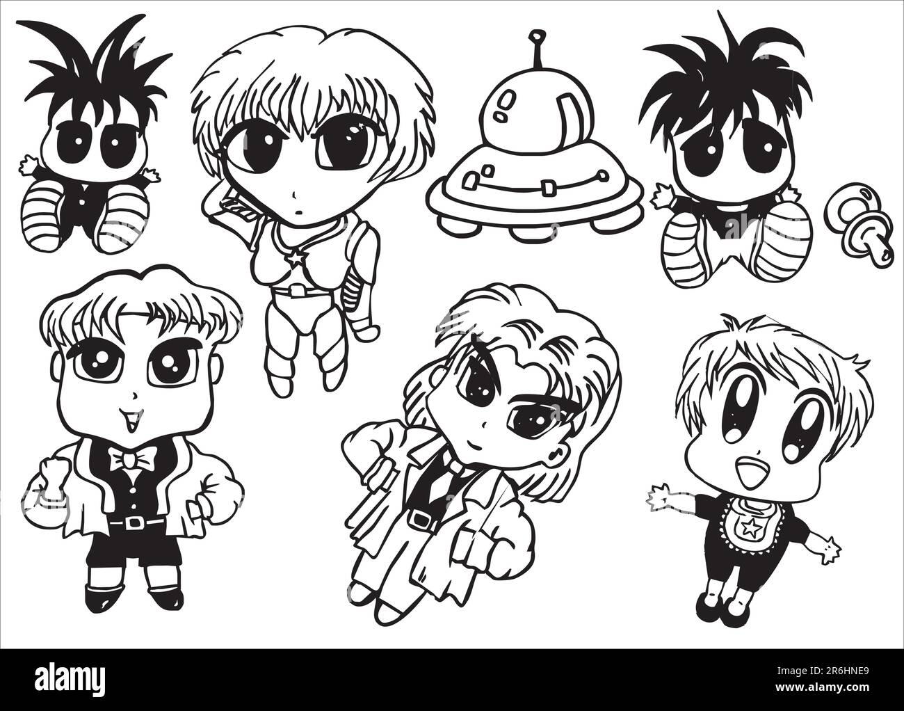 Une petite collection de dessin animé de style manga pour bébé Illustration de Vecteur