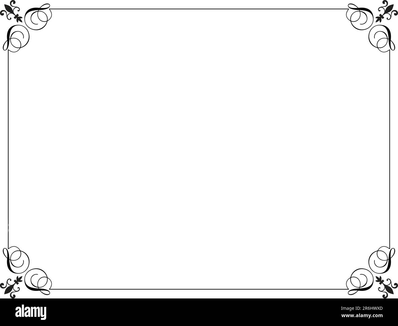 Bordure noire décorative sur fond blanc Illustration de Vecteur