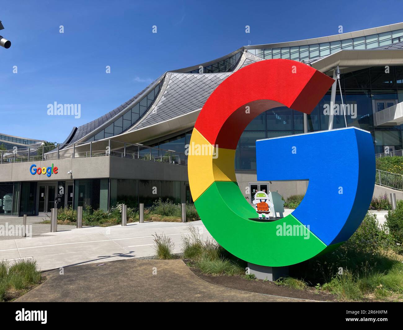Vue extérieure du campus de Google Bay View - Mountain View, Californie, États-Unis - avril 2023 Banque D'Images