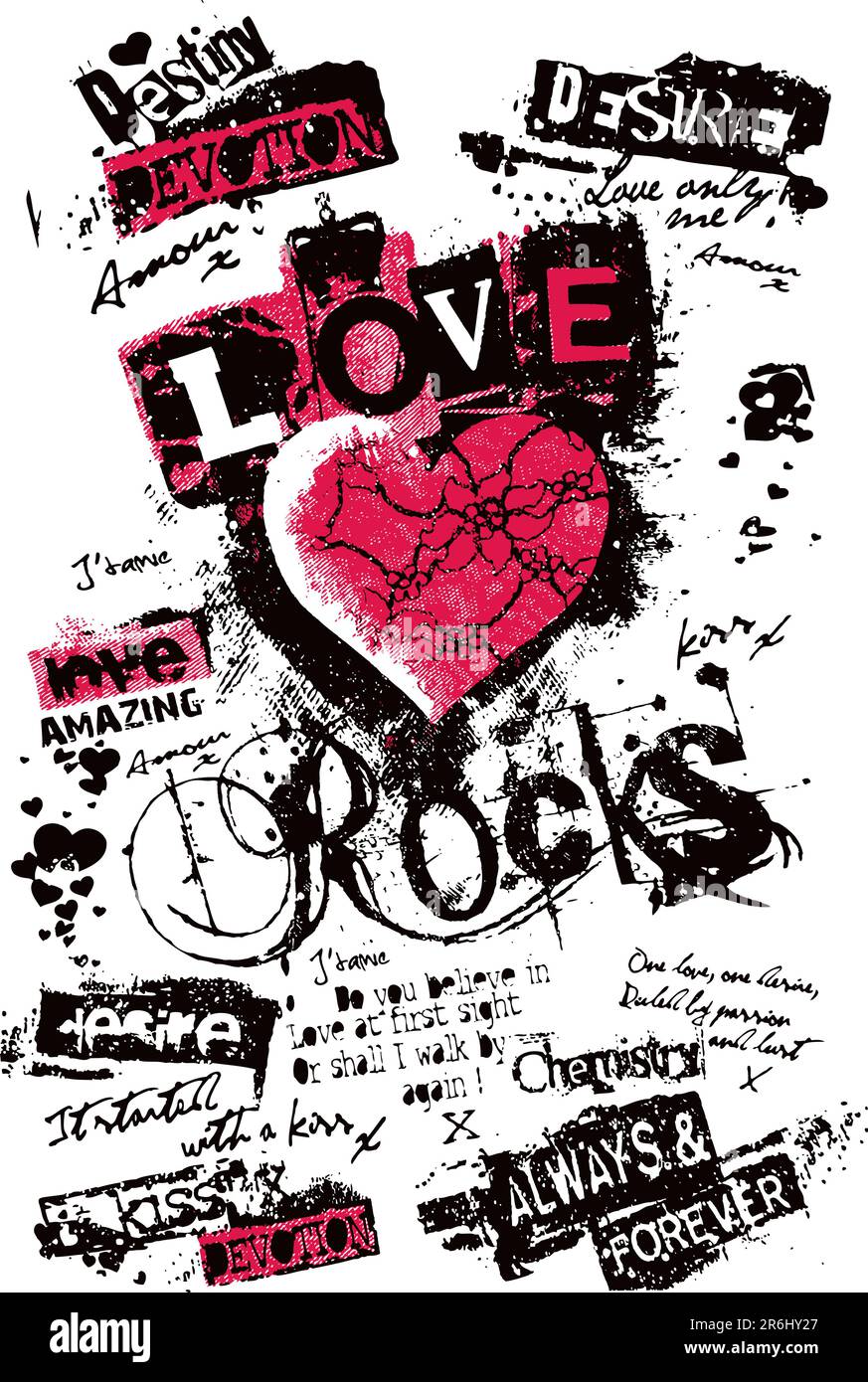 affiche d'amour dans le style de journal Illustration de Vecteur