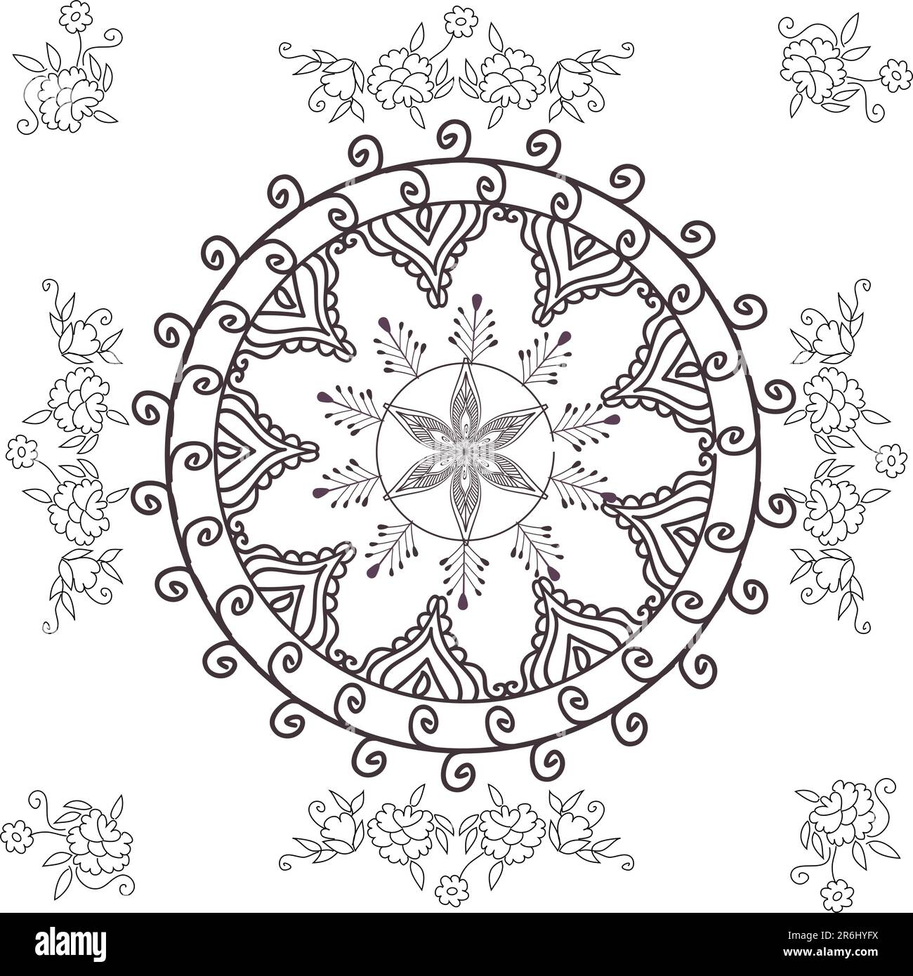 magnifique dessin à la main motif vectoriel idéal pour le textile, la bijouterie, le henné et les décorations. pour voir plus de motifs et de motifs floraux. visiter mon por... Illustration de Vecteur