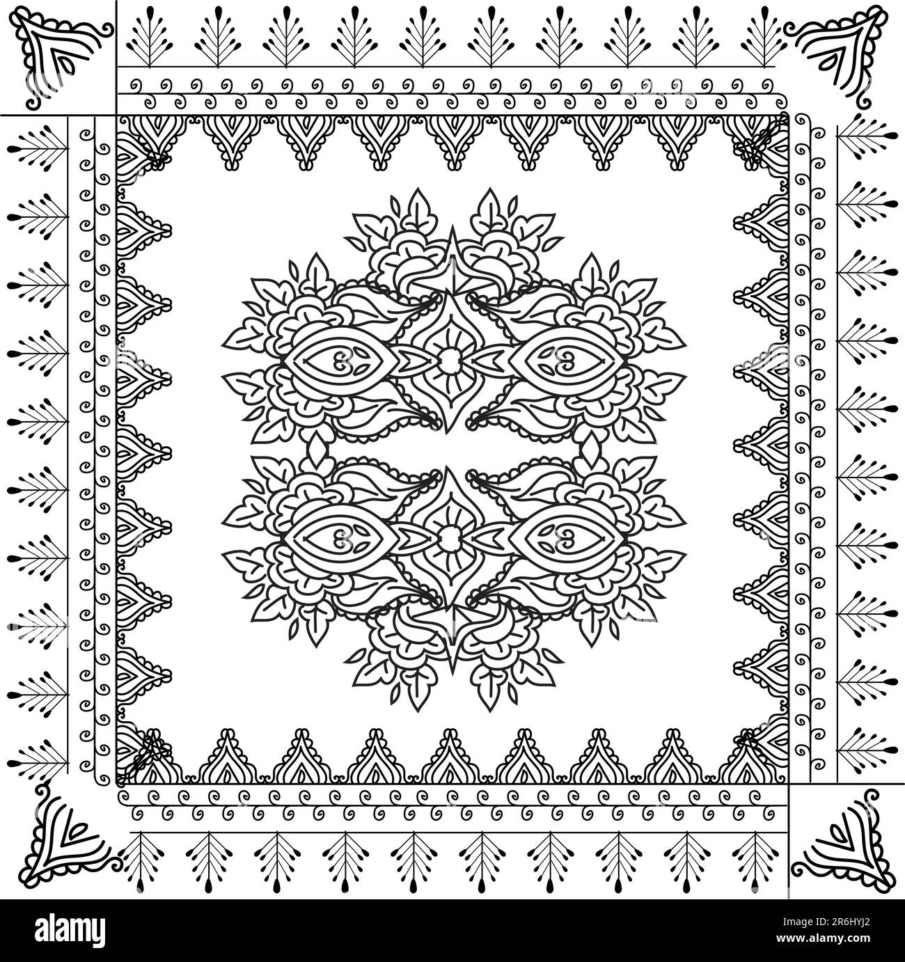 magnifique dessin à la main motif vectoriel idéal pour le textile, la bijouterie, le henné et les décorations. pour voir plus de motifs et de motifs floraux. visiter mon por... Illustration de Vecteur
