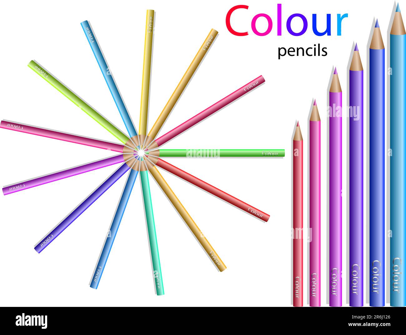 Jeu de crayons colorés Illustration de Vecteur