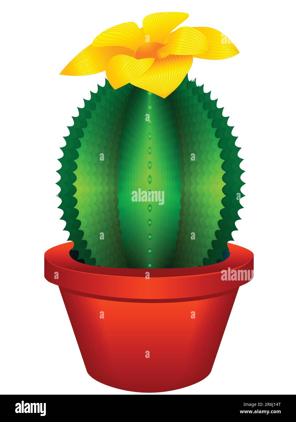 Plante intérieure un cactus avec une fleur dans un vecteur Illustration de Vecteur