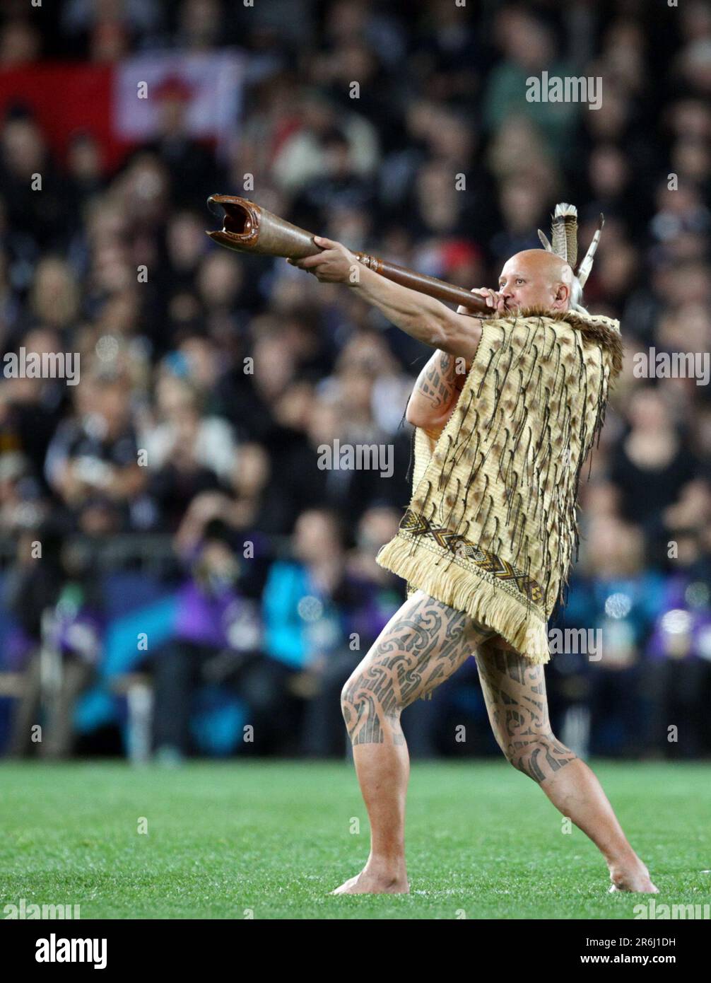 Les équipes de Nouvelle-Zélande et de Tonga sont annoncées sur le terrain pour le match d'ouverture de la coupe du monde de rugby 2011, Eden Park, Auckland, Nouvelle-Zélande, vendredi, 09 septembre 2011. Banque D'Images