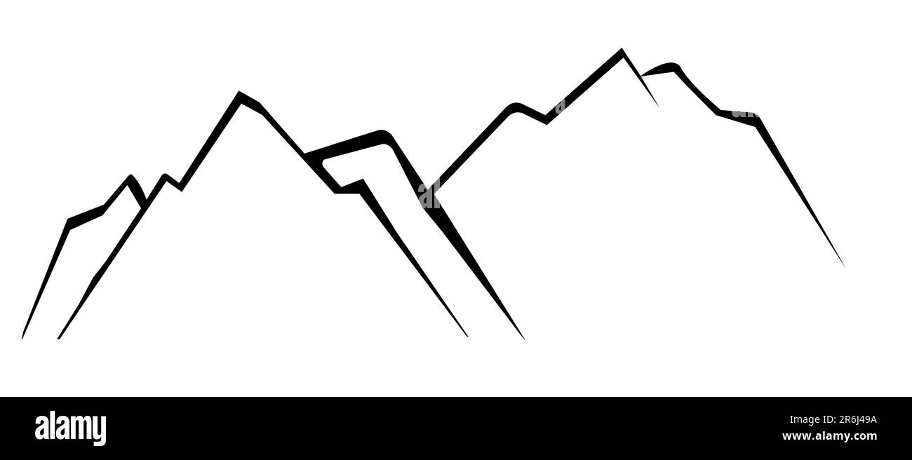 icône montagnes. panneau volcano. symbole sommet. logo peak. style plat. Banque D'Images