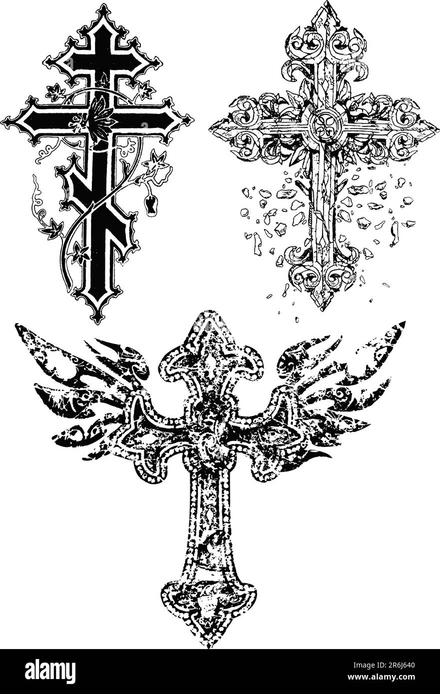tatouage de croix médiévale Illustration de Vecteur
