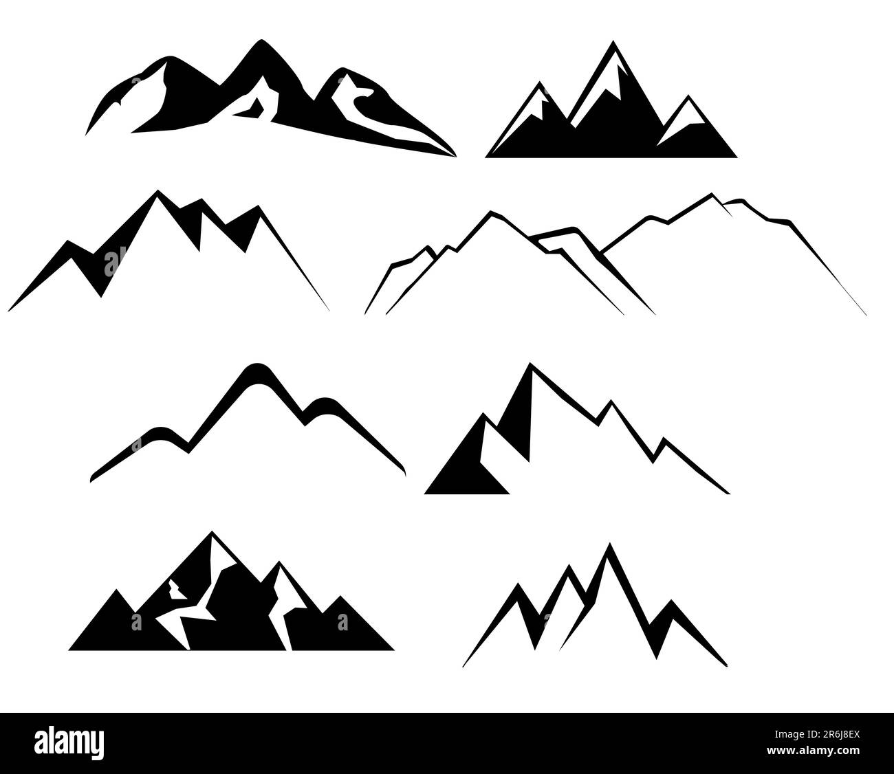 icône montagnes. panneau volcano. symbole sommet. logo peak. logo mountain. style plat. Banque D'Images