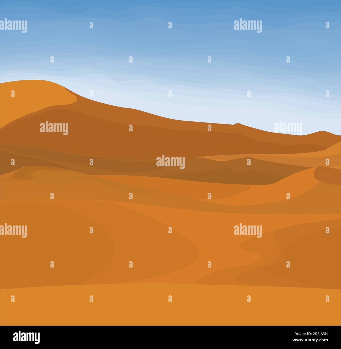 paysage désertique à l'aube, sans gradient, graphique vectoriel entièrement modifiable Illustration de Vecteur