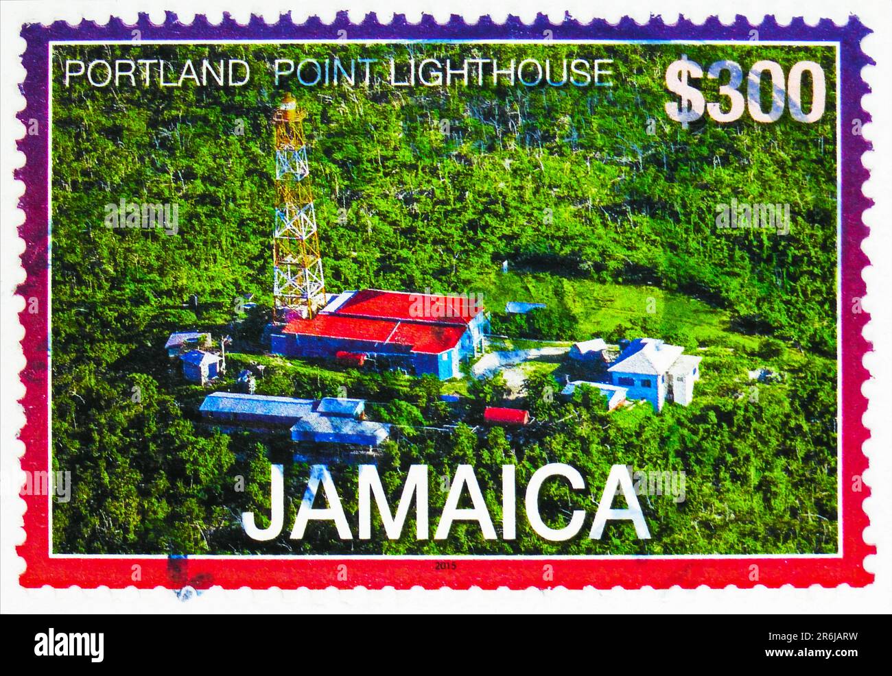 MOSCOU, RUSSIE - JUIN 3 2023: Timbre-poste imprimé en Jamaïque montre Portland point, série Lighthouses, vers 2016 Banque D'Images