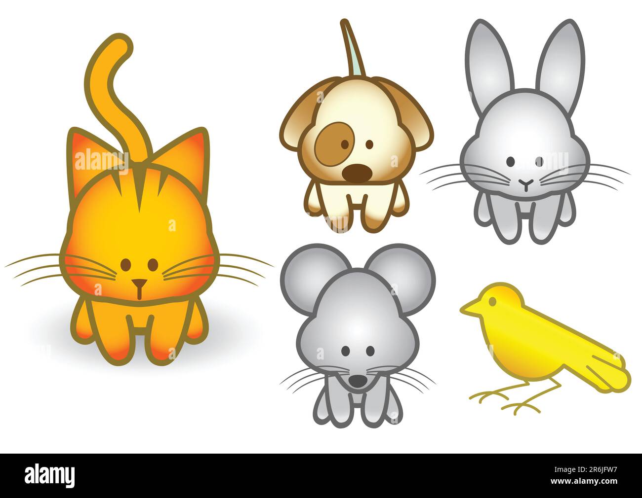Ensemble d'illustrations vectorielles de différents animaux de compagnie. Tous les objets vectoriels et les détails sont isolés et regroupés. Les couleurs et l'arrière-plan transparent sont ea... Illustration de Vecteur