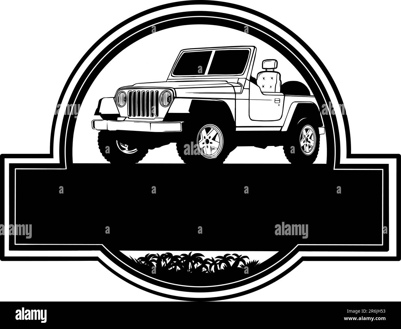 illustration vectorielle d'une voiture de jeep monochrome sur le logo Illustration de Vecteur