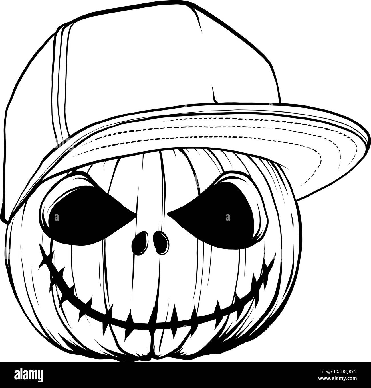 illustration vectorielle de la citrouille monochrome halloween avec capuchon. Élément de halloween. tirage numérique Illustration de Vecteur