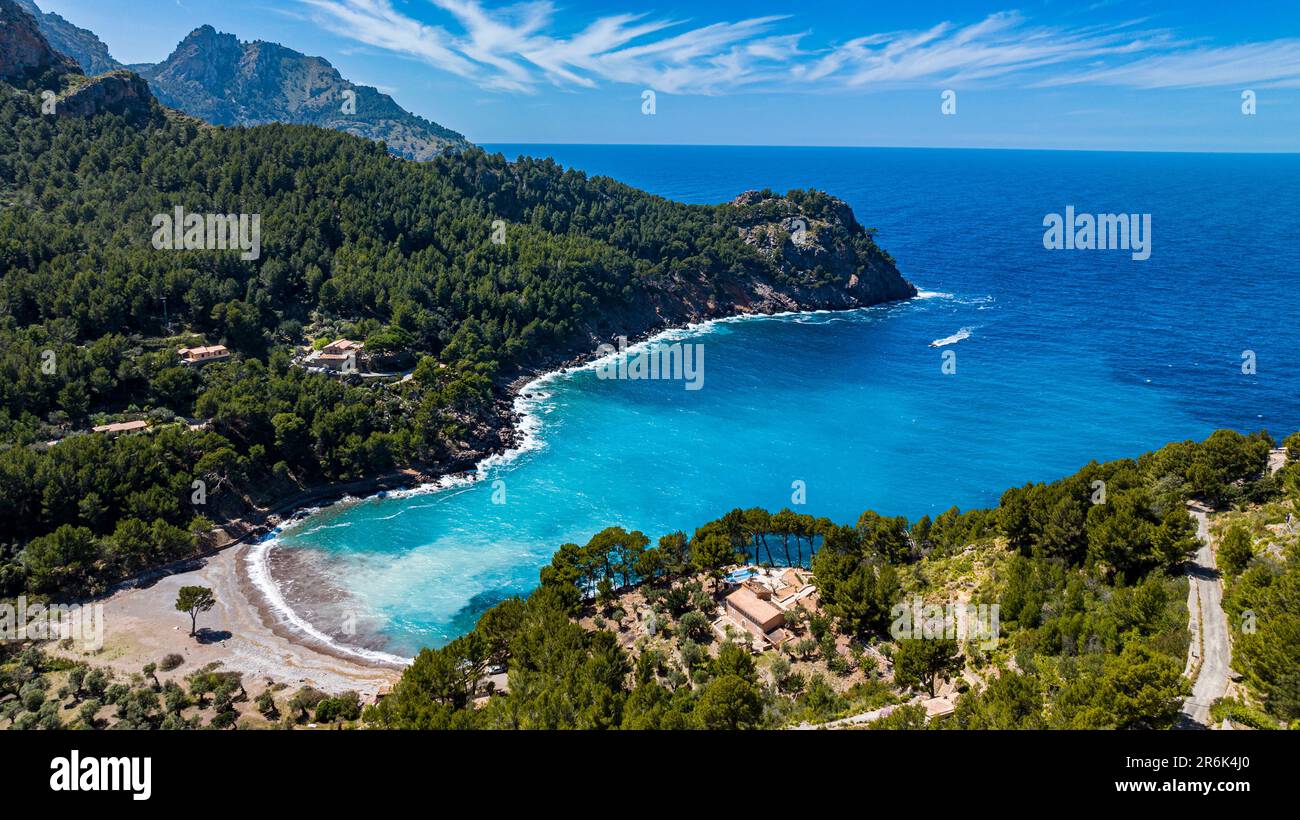 Antenne de la plage de Tuent, Majorque, Iles Baléares, Espagne, Méditerranée, Europe Banque D'Images