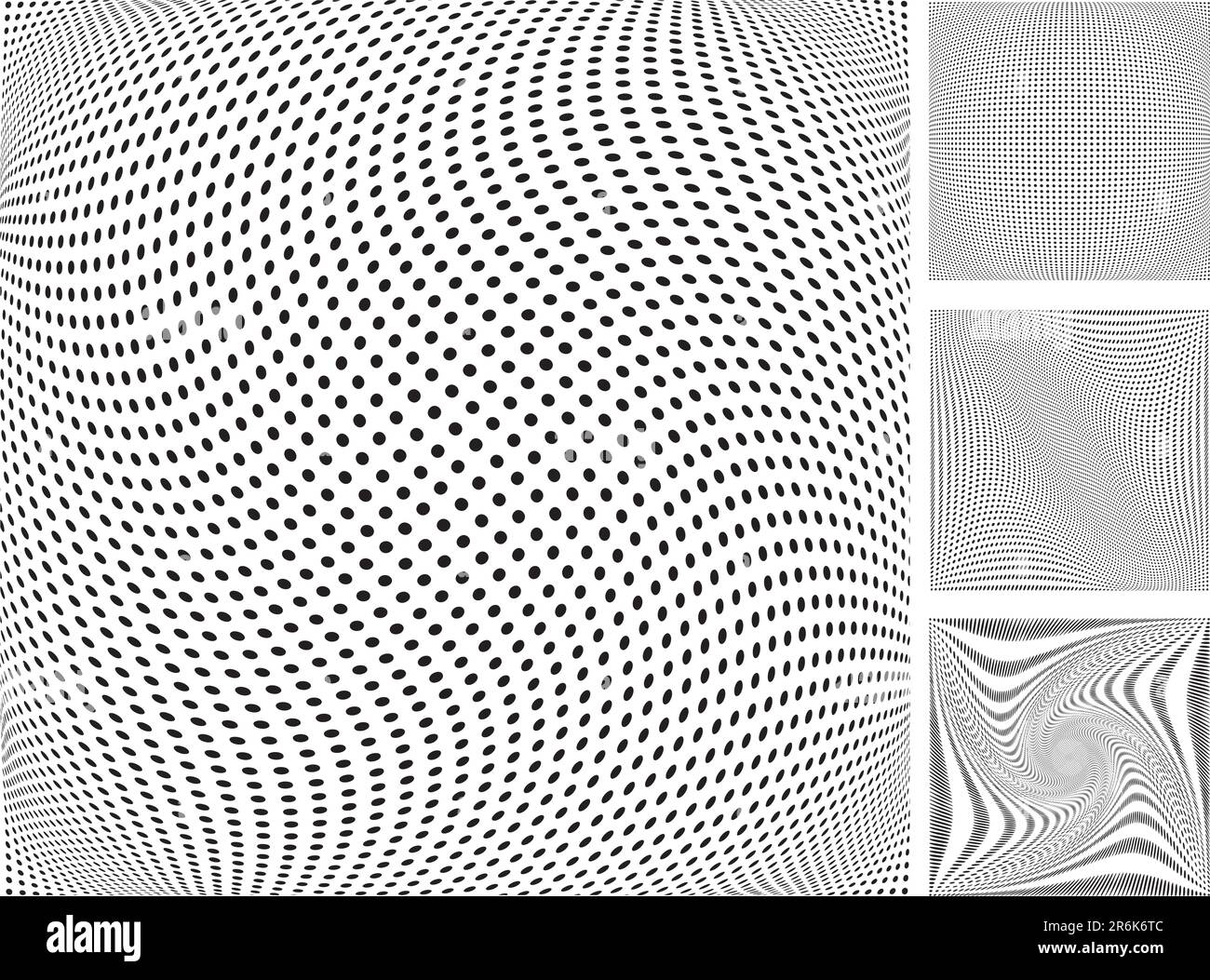 Ensemble de quatre grilles vectorielles à points avec différents motifs de déformation Illustration de Vecteur