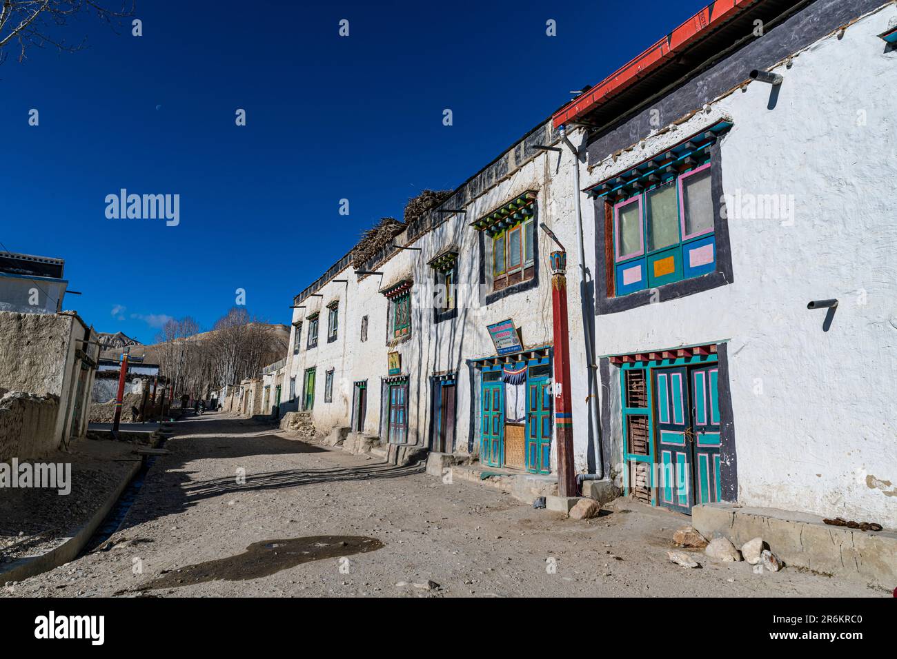 Maisons tibétaines à Lo Manthang, capitale du Royaume de Mustang, Himalaya, Népal, Asie Banque D'Images